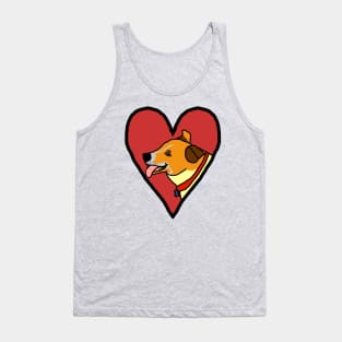 My Valentine Toby Dog Portrait in Red Heart Tank Top